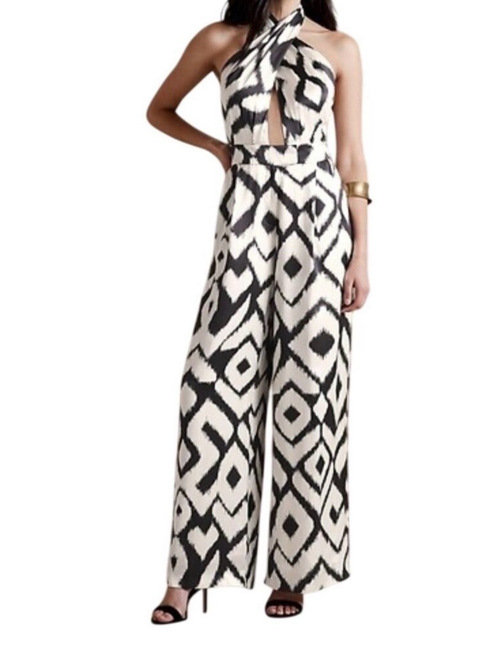 Banana Republic Halter Neck Wide-Leg Jumpsuit, 100% silk sz 14
